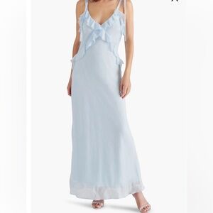 Light Blue Ruffle Slip Maxi Dress Steve Madden Romantic baby blue dress